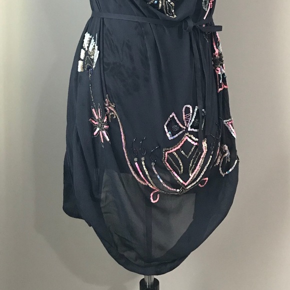 All Saints 100% Silk & Beads Tie Dye Tunic - Picture 8 of 8